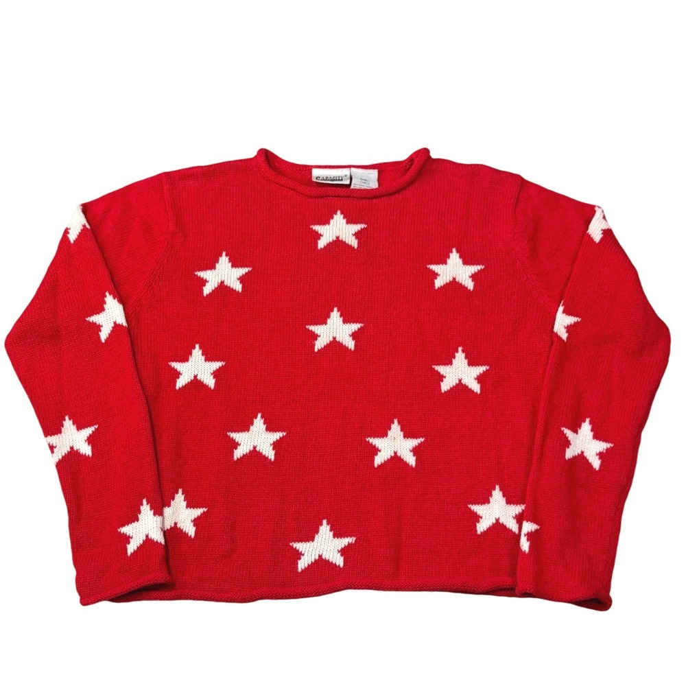 Capacity‎ Red Star Knit Sweater Small Patriotic Y2K USA Core